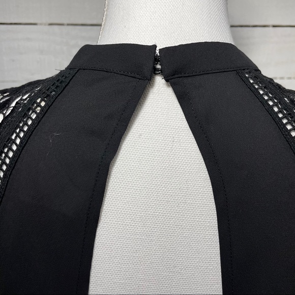 *EXPRESS* Lace Cap Sleeve Mock Neck Blouse - Picture 6 of 9